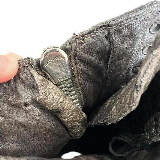 Rick Owens Shark Leather Combat Boots Sz 44