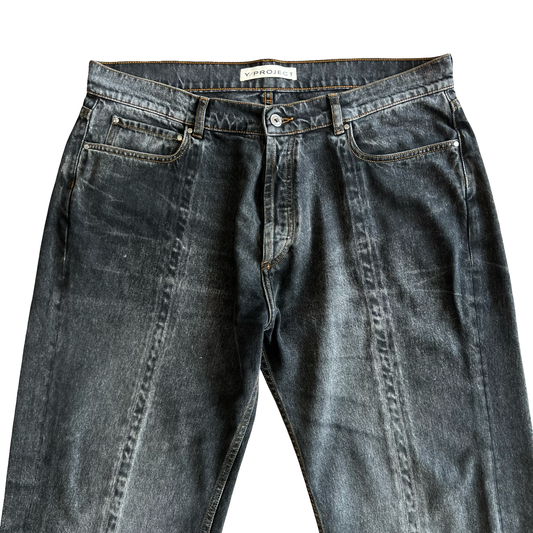 Y/Project Grey Stone Wash Panel Denim SZ 36