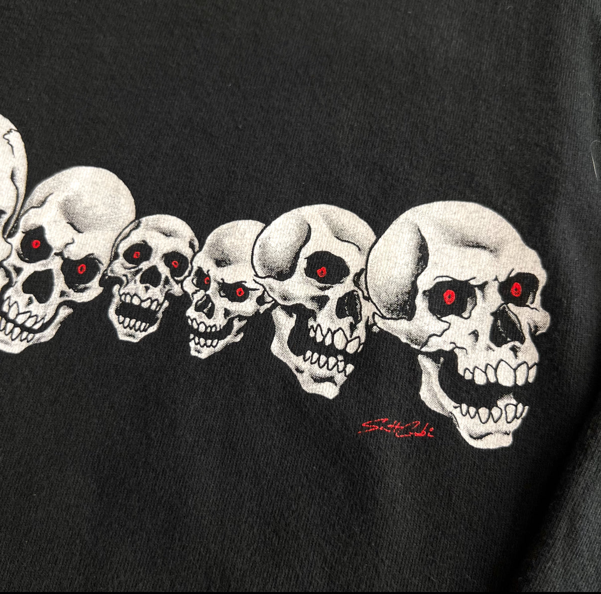 Vintage 90s Ron Simms Custom Cycles Skull T-Shirt SZ L