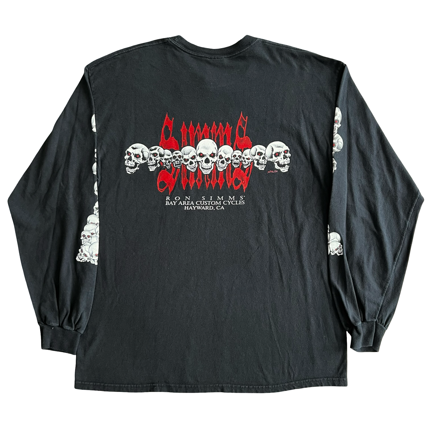 Vintage 90s Ron Simms Custom Cycles Skull T-Shirt SZ L