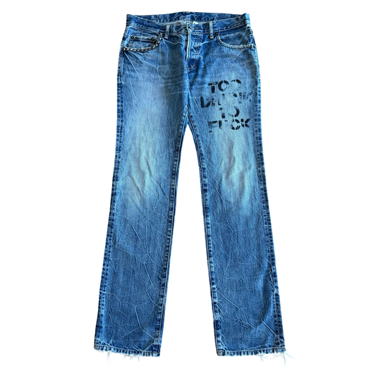 Hysteric Glamour "Too Drunk" Washed Denim SZ 32