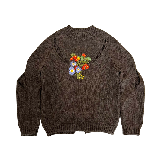 Stefan Cooke Slashed Flower Sweater SZ Small