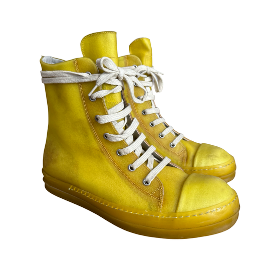 Rick Owens Translucent Yellow Leather Ramones SZ 40.5