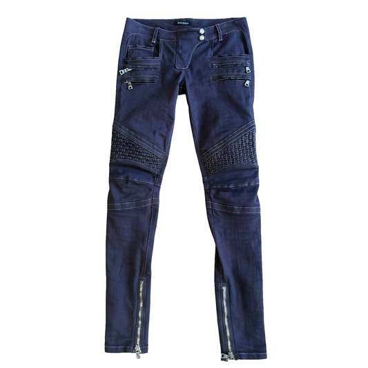Balmain Quilted Biker Denim SZ 29