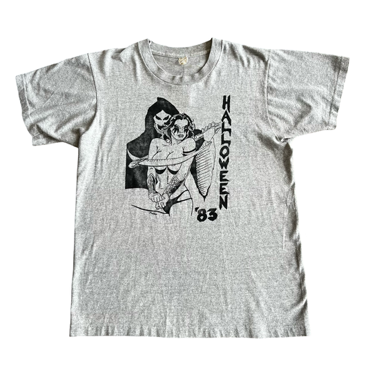 Vintage 80s Halloween Reaper Strohs Beer 1983 Art T-Shirt SZ M