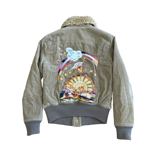 Hysteric Glamour Shearling/Corduror ‘UFO’ Embroidered Jacket Sz Small